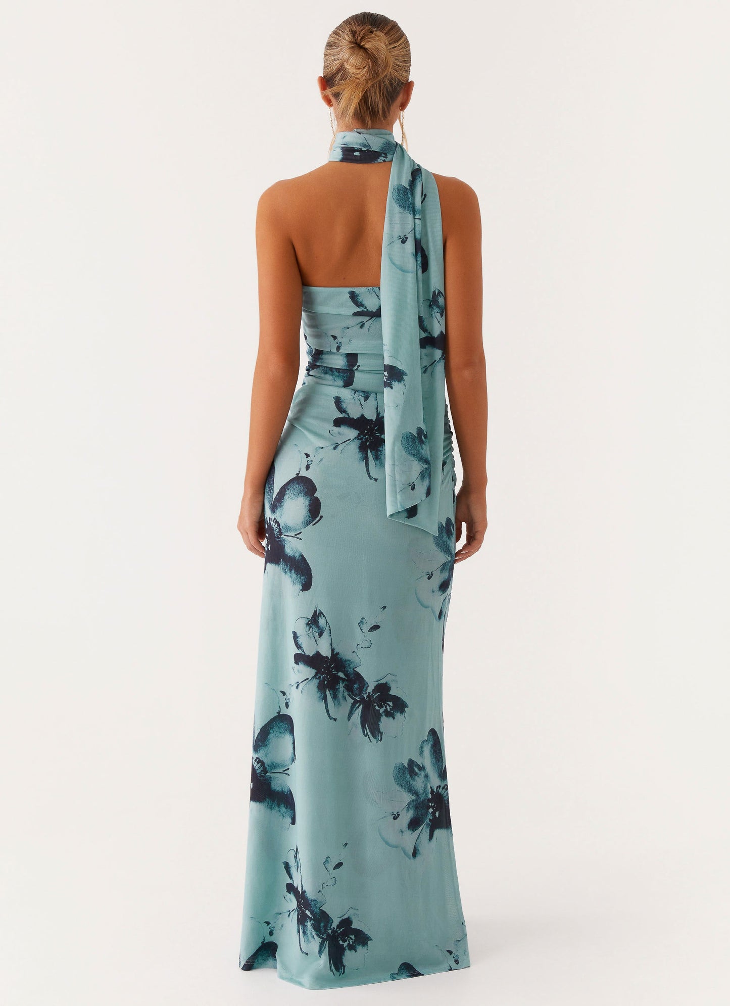 Blue Black Floral Songbird Floral Maxi Dress