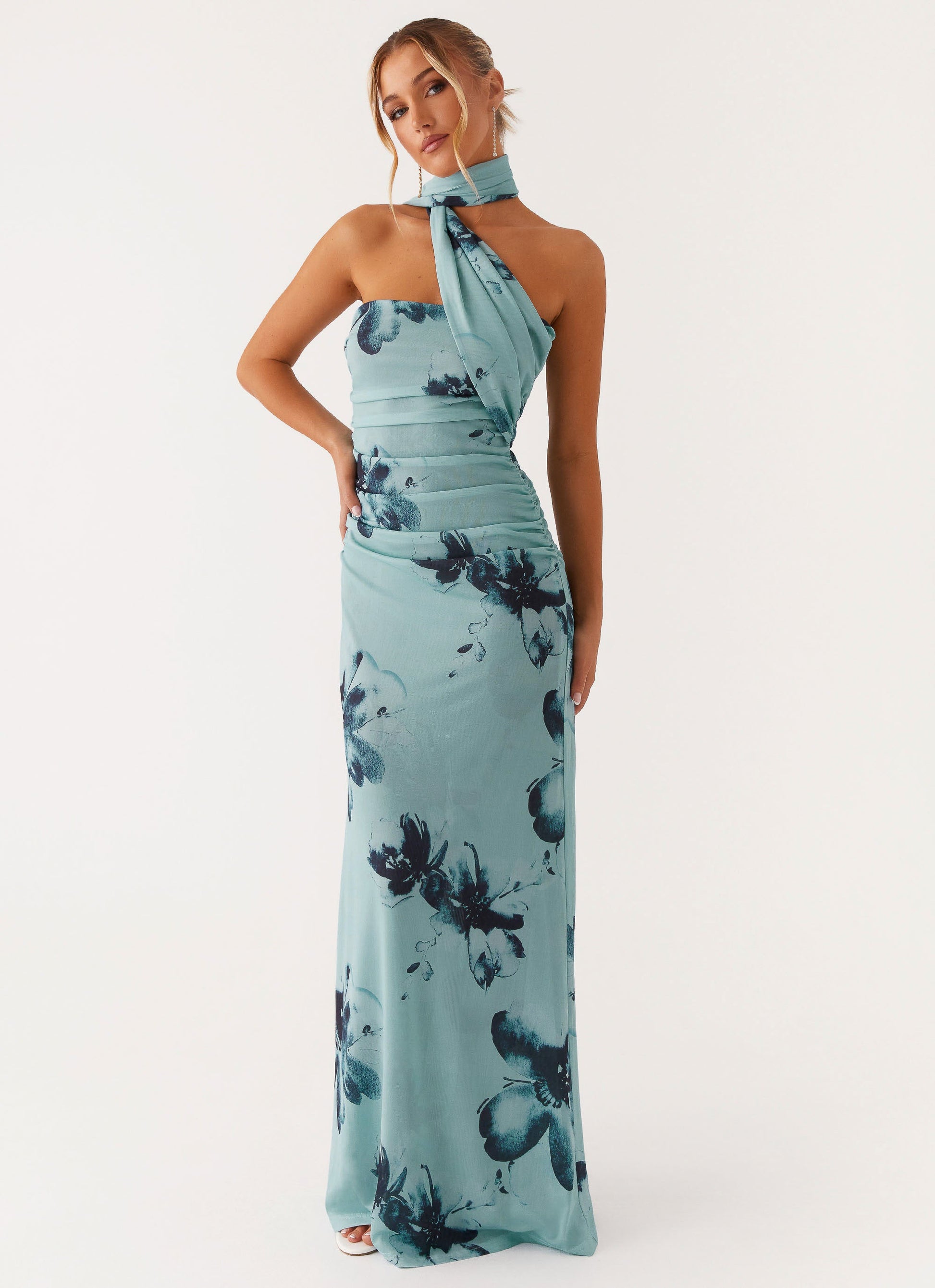 Blue Black Floral Songbird Floral Maxi Dress