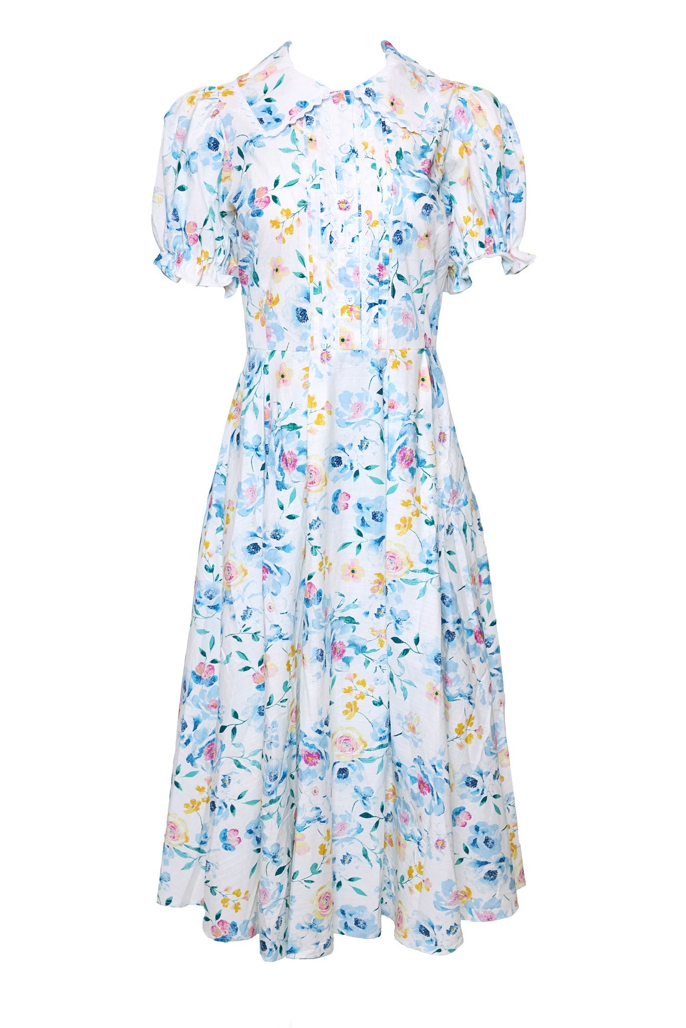 Blue Bouquet Sophia Silk Midi Dress in Blue Bouquet