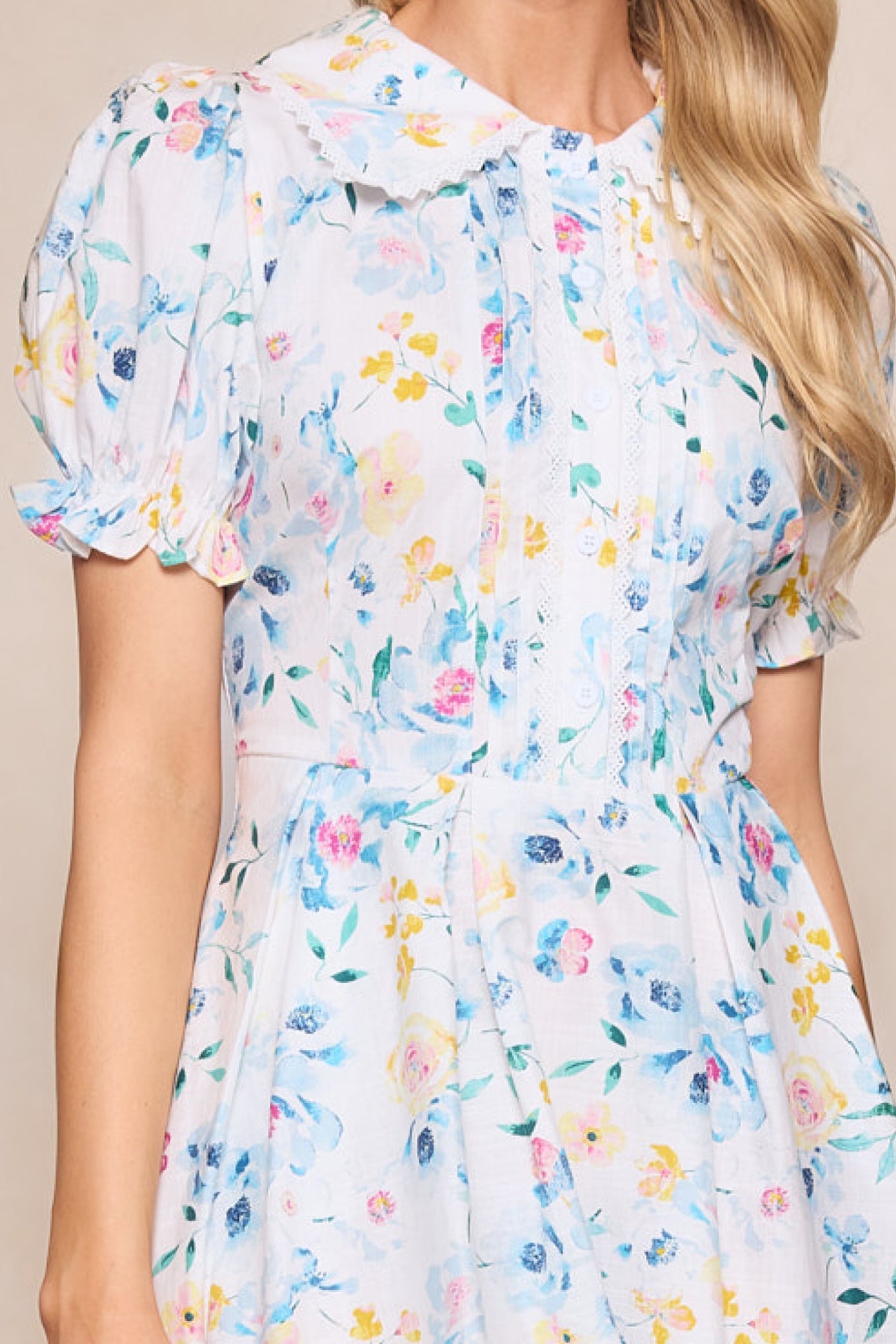 Blue Bouquet Sophia Silk Midi Dress in Blue Bouquet