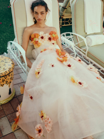 Length Dress Poppy Embroidered Tea-Length Dress