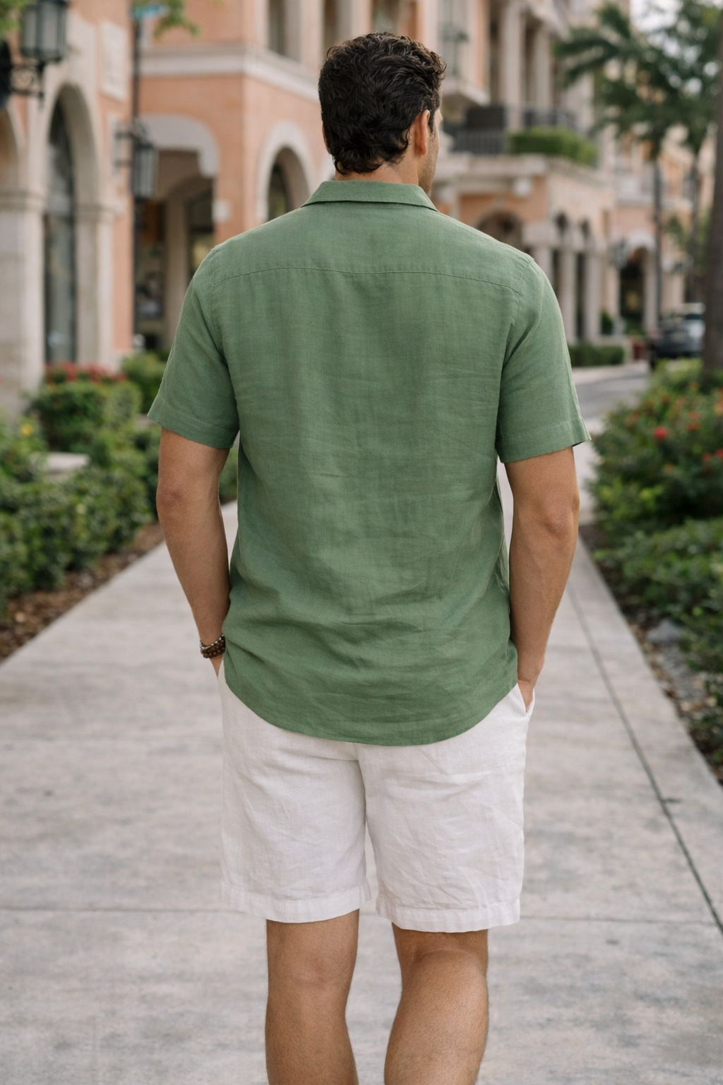 Everglade Green Margot Linen Shift Dress