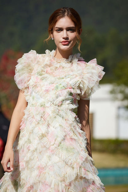 Apricot Arabella Floral Tulle Bridesmaid Dress