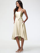 Margot Satin High-Low Bridesmaid Dress
