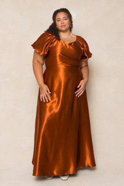 Amber Satin Tessie Silk Slip Dress in Blush
