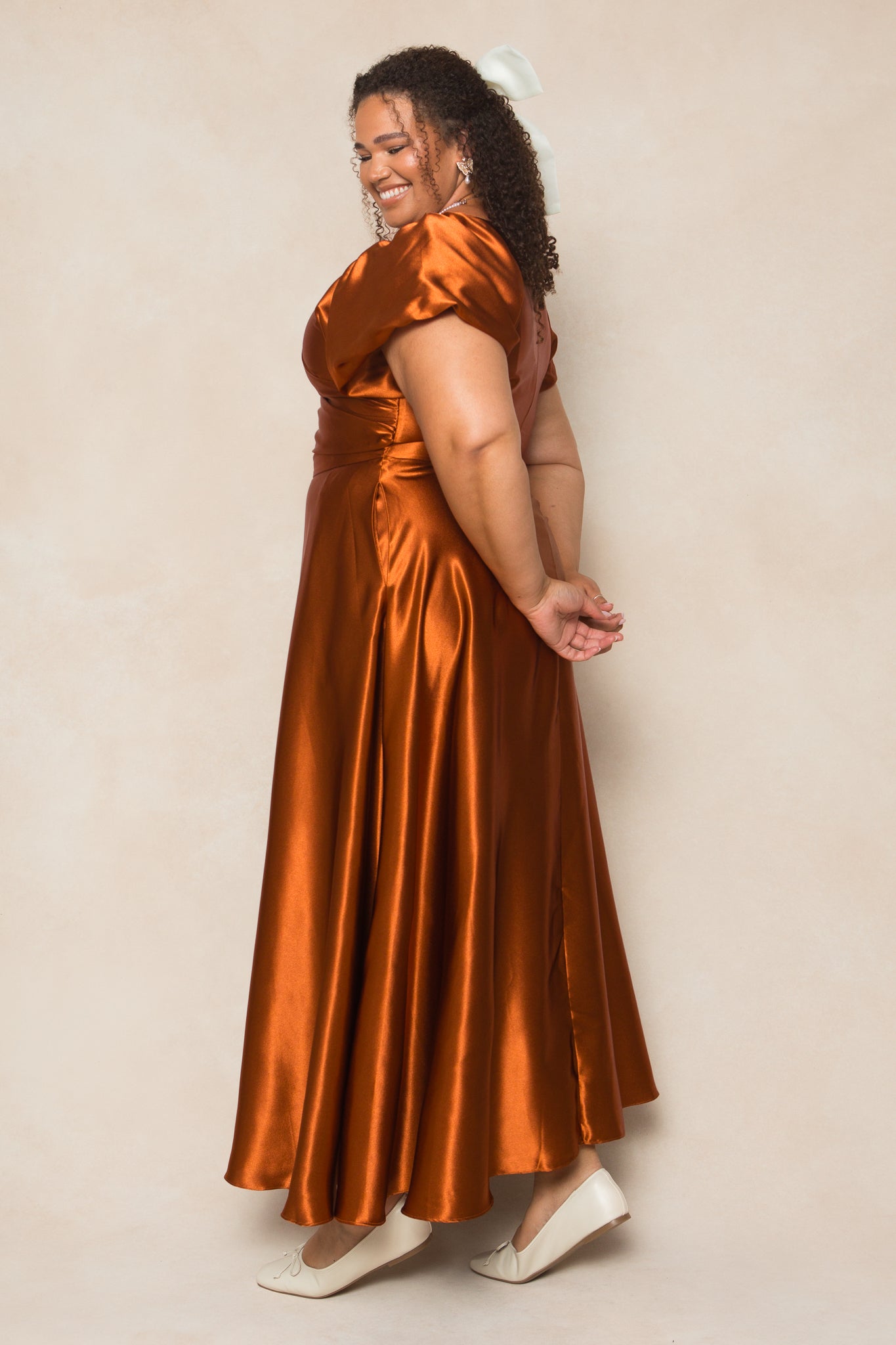 Amber Satin Tessie Silk Slip Dress in Blush