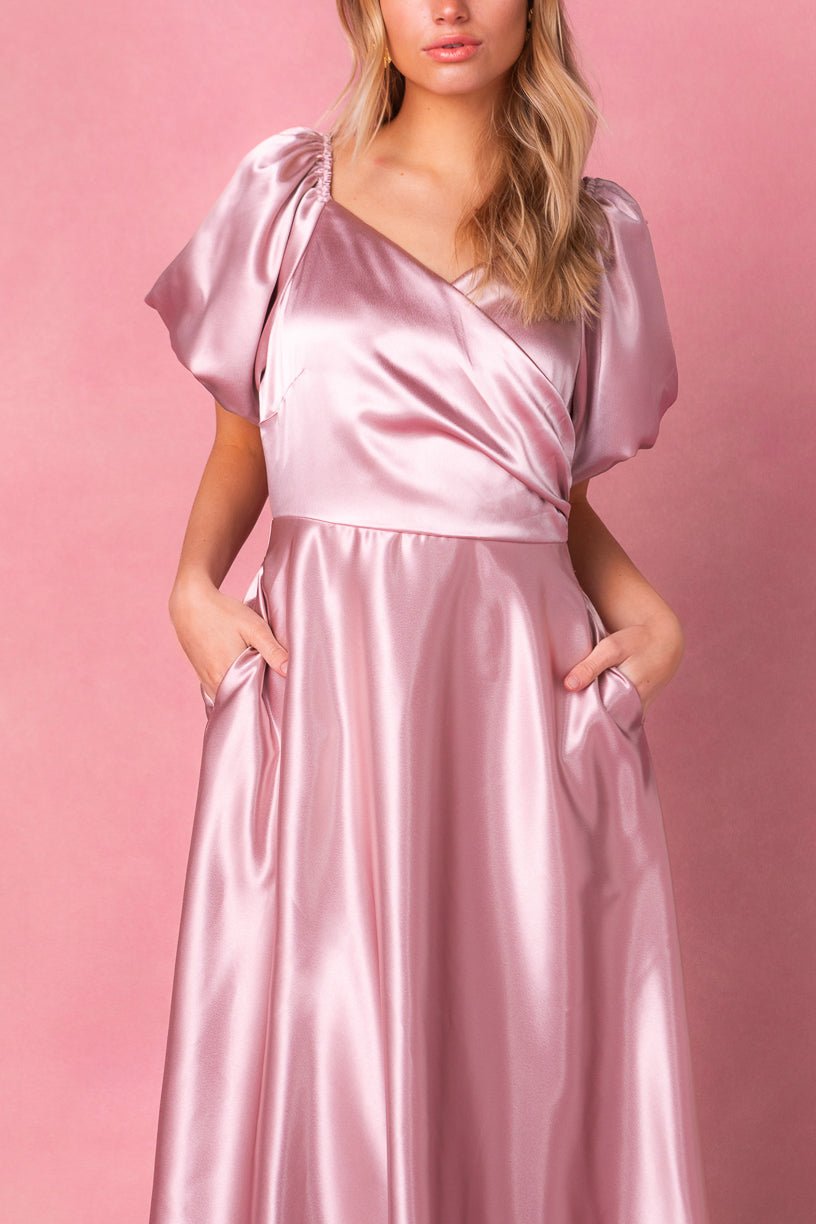 Blush Tessie Silk Slip Dress in Blush