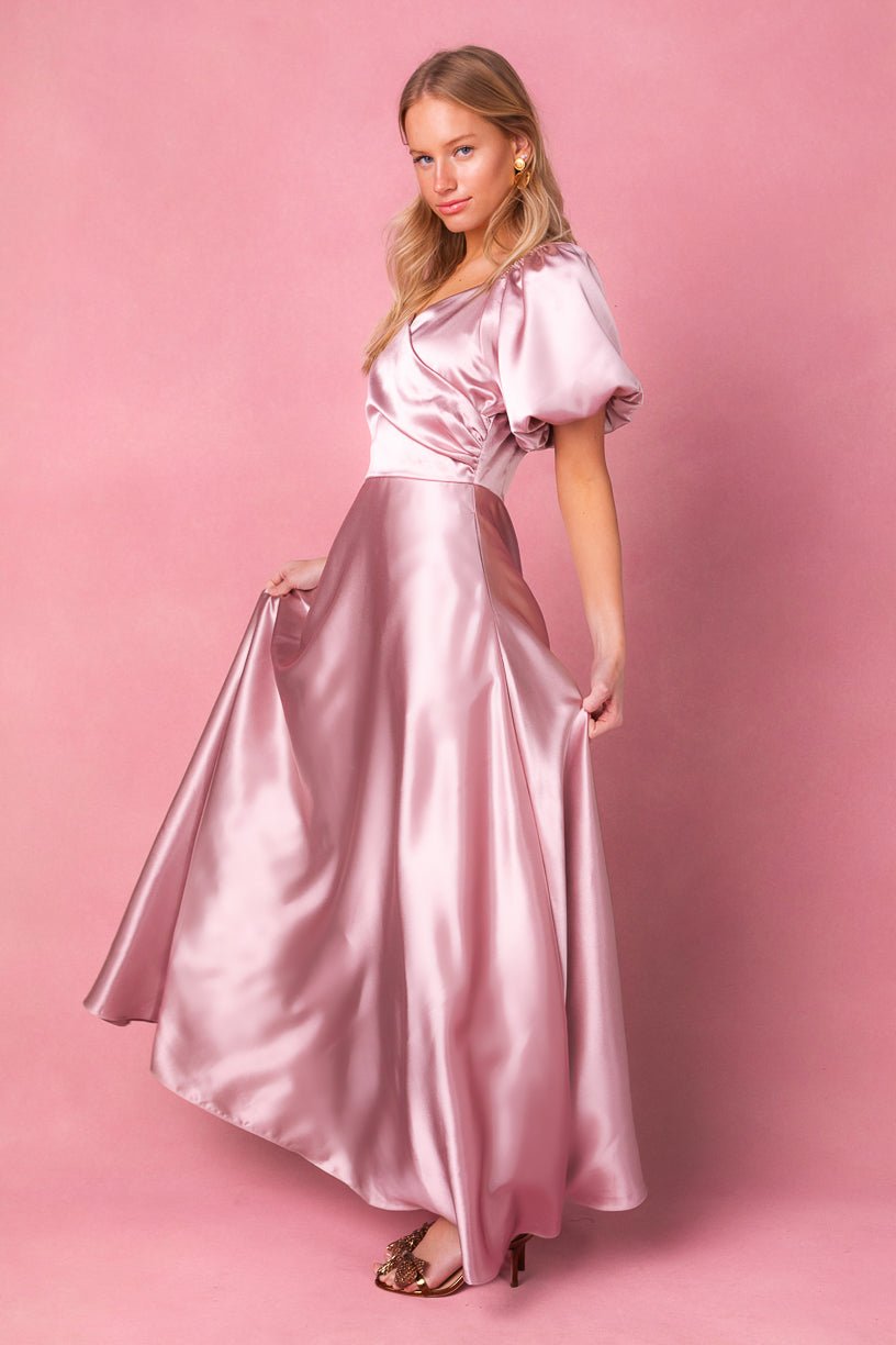 Blush Tessie Silk Slip Dress in Blush