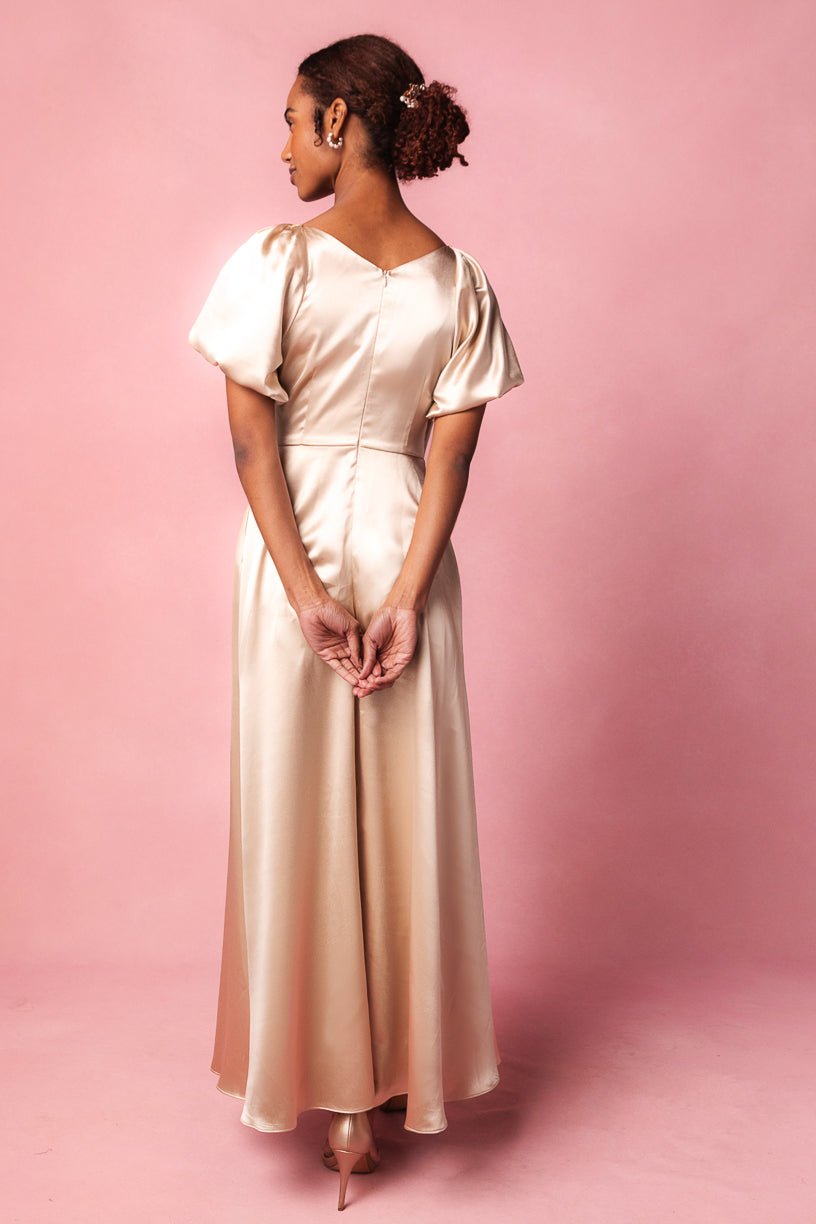 Champagne Tessie Silk Slip Dress in Blush