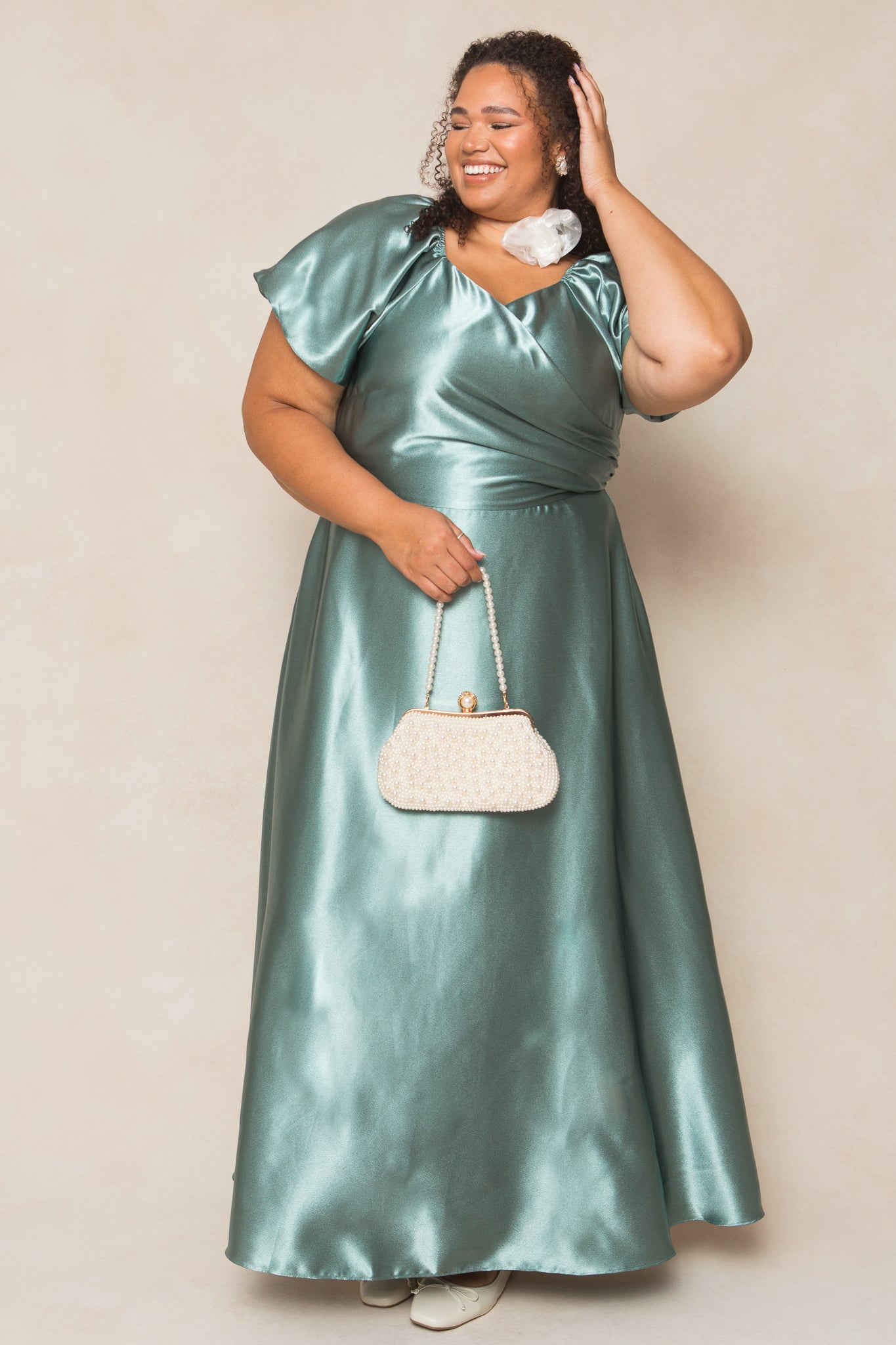 Seaglass Satin Tessie Silk Slip Dress in Blush