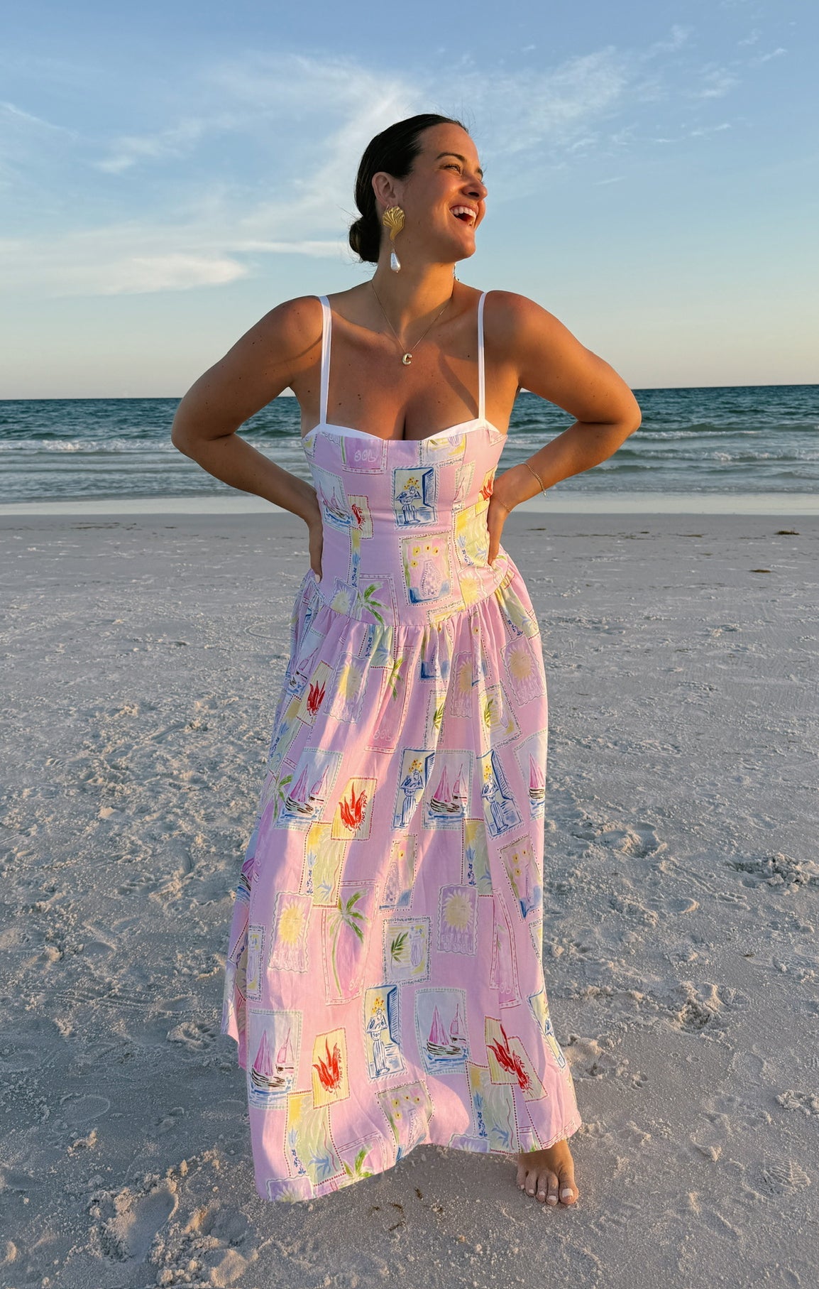 Hepburn Soleil Linen Midi Dress