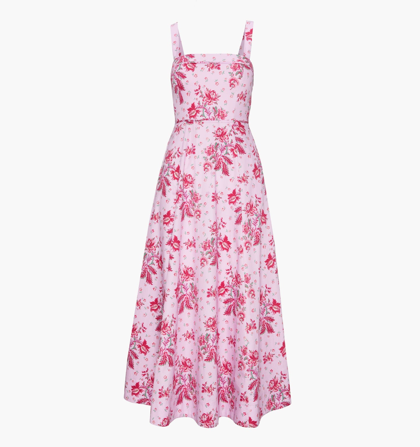 Pink Delft Bouquet Ezra Silk Charmeuse Midi Dress