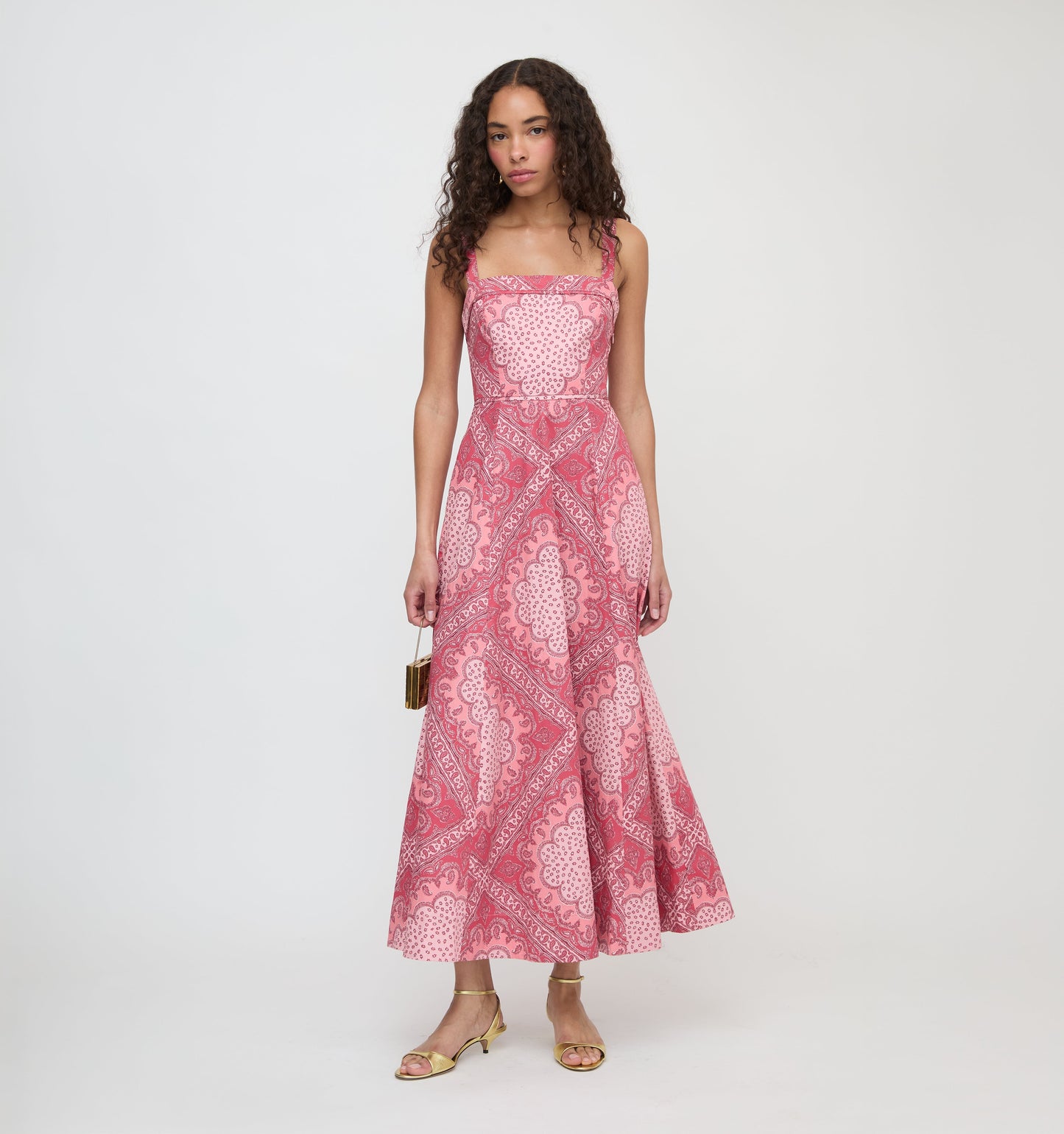 Berry Paisley Scarf Ezra Silk Charmeuse Midi Dress
