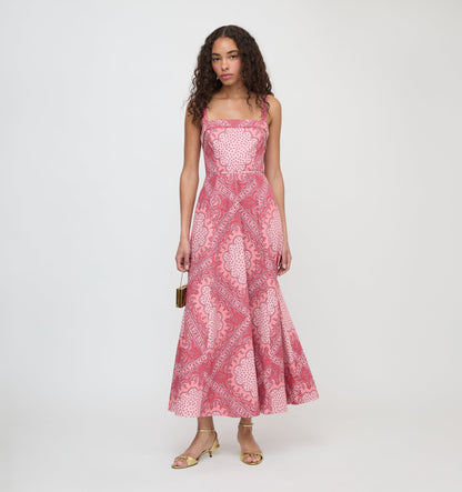 Berry Paisley Scarf Ezra Silk Charmeuse Midi Dress