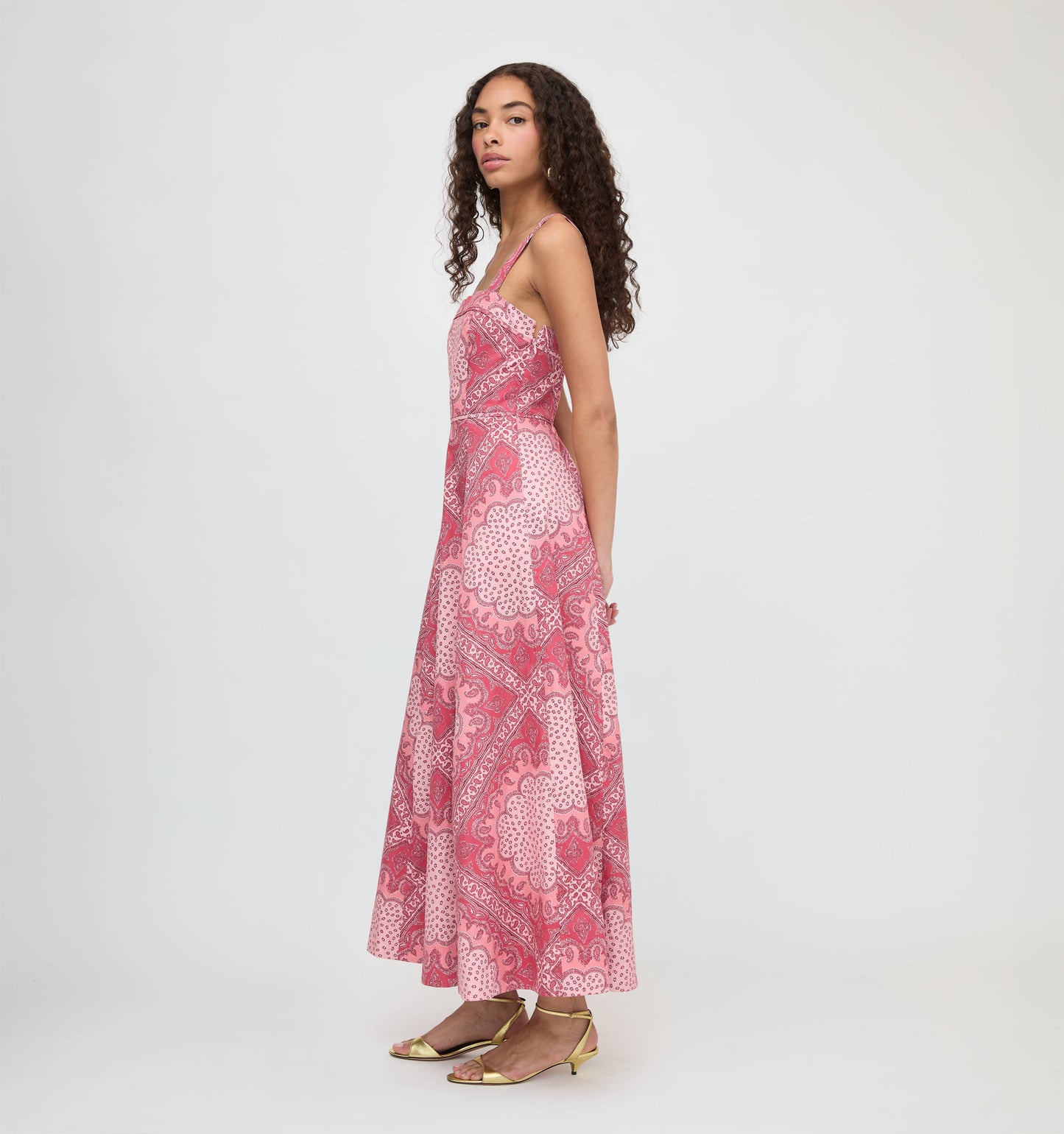 Berry Paisley Scarf Ezra Silk Charmeuse Midi Dress