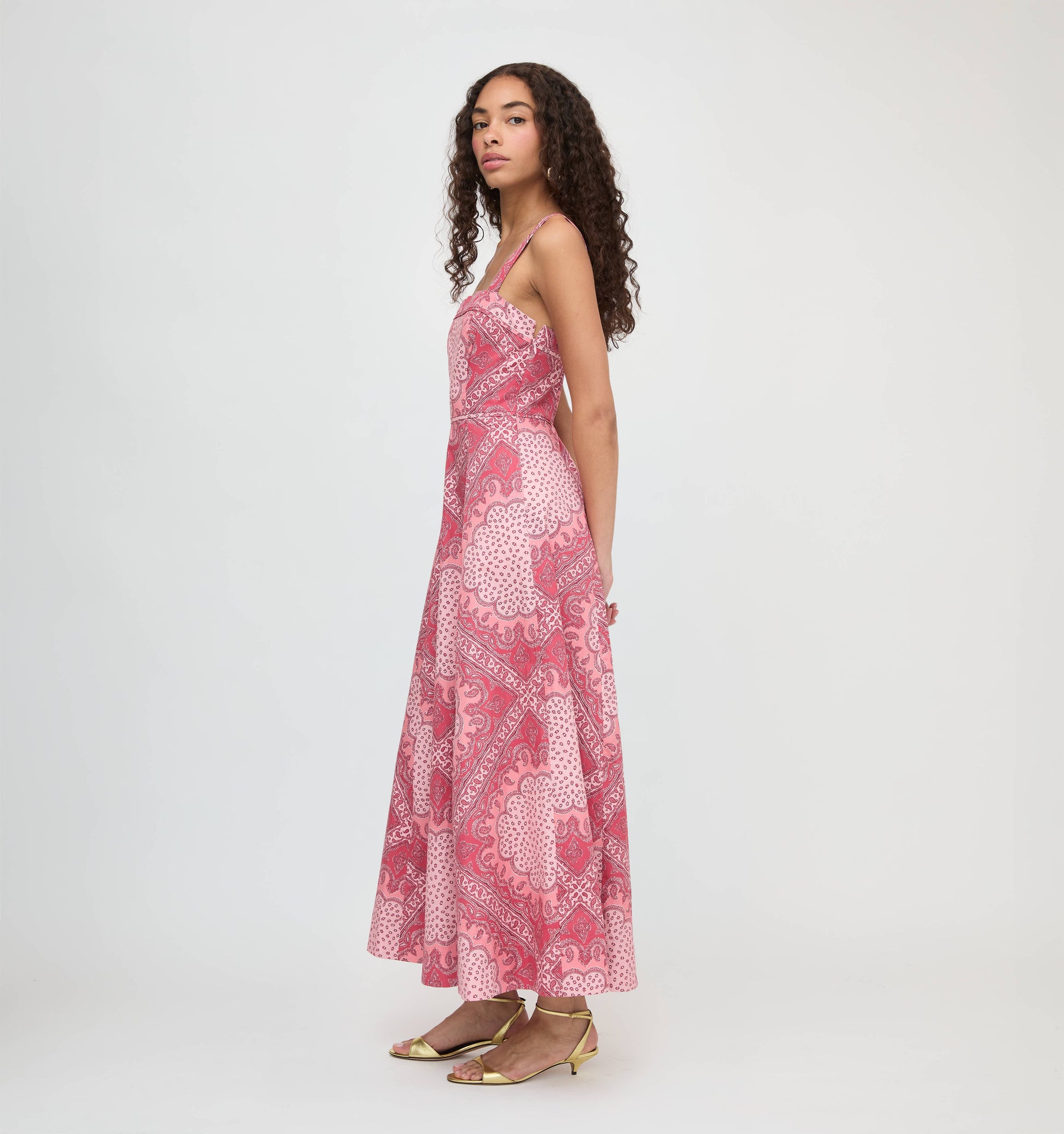 Berry Paisley Scarf Ezra Silk Charmeuse Midi Dress