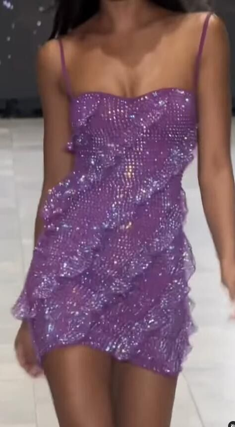 As Photo Violet Sequin Ruffle Sheath Dress