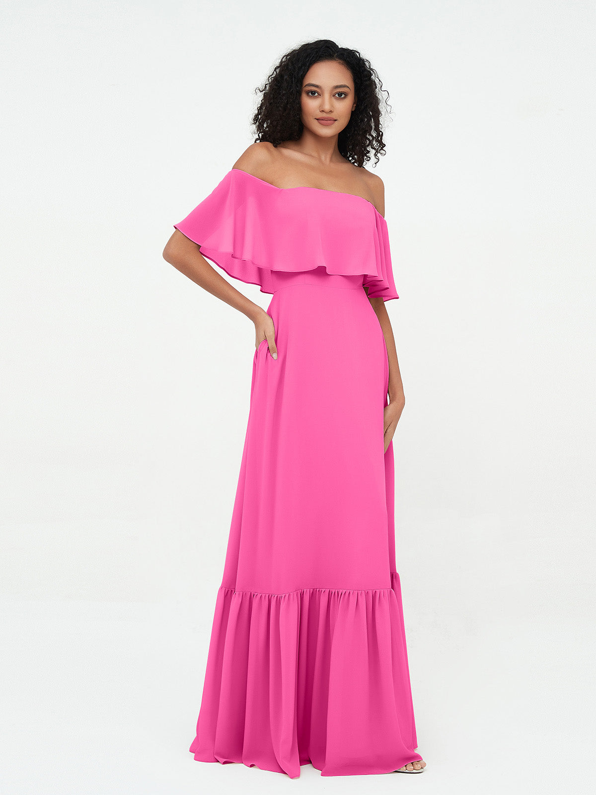 Azalea Azalea Chiffon Off-Shoulder Dress