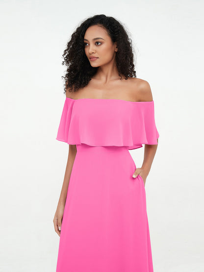 Azalea Azalea Chiffon Off-Shoulder Dress