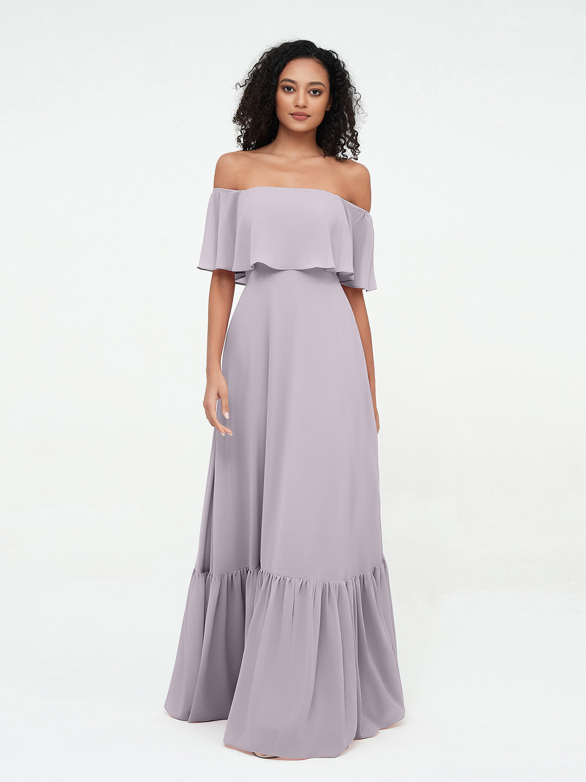 Dusk Azalea Chiffon Off-Shoulder Dress