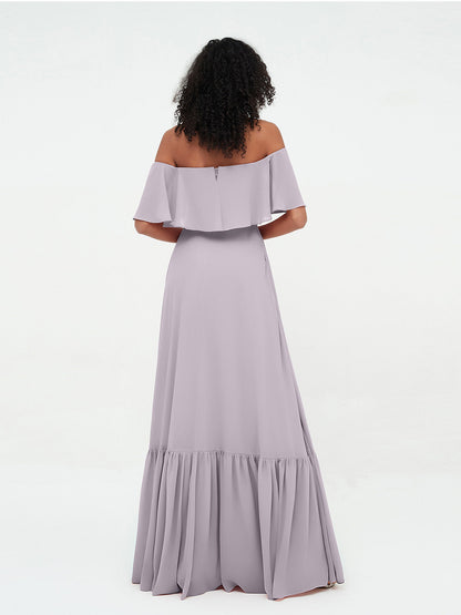 Dusk Azalea Chiffon Off-Shoulder Dress