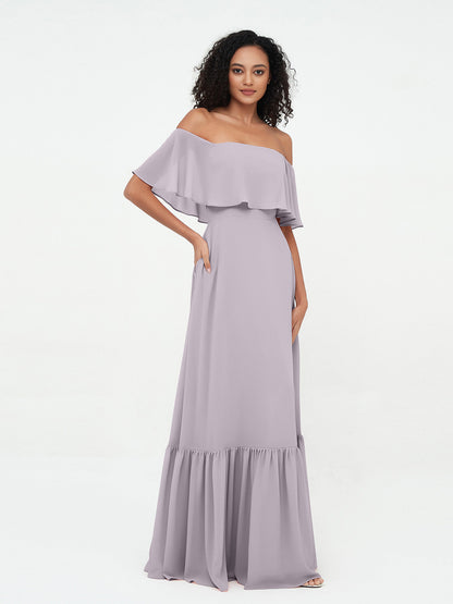 Dusk Azalea Chiffon Off-Shoulder Dress