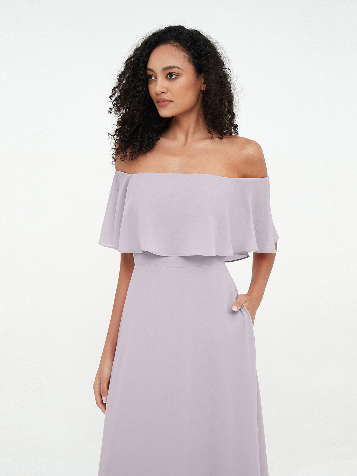 Dusk Azalea Chiffon Off-Shoulder Dress