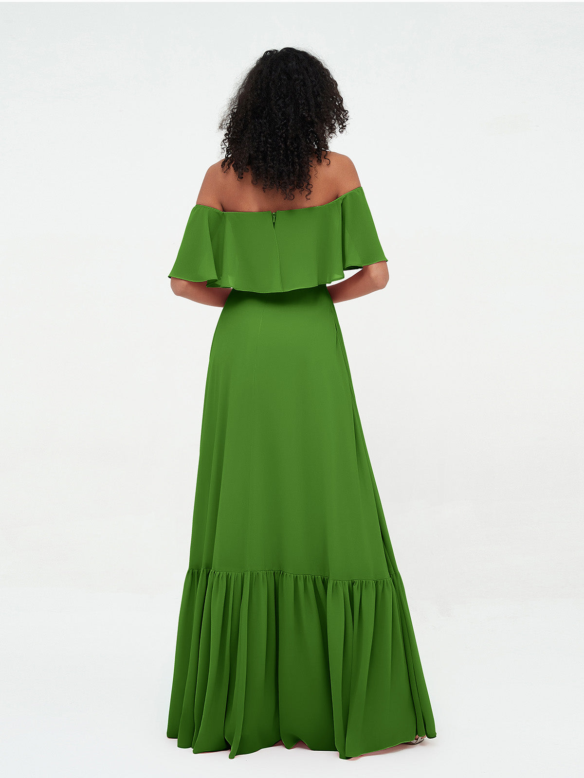 Moss Azalea Chiffon Off-Shoulder Dress