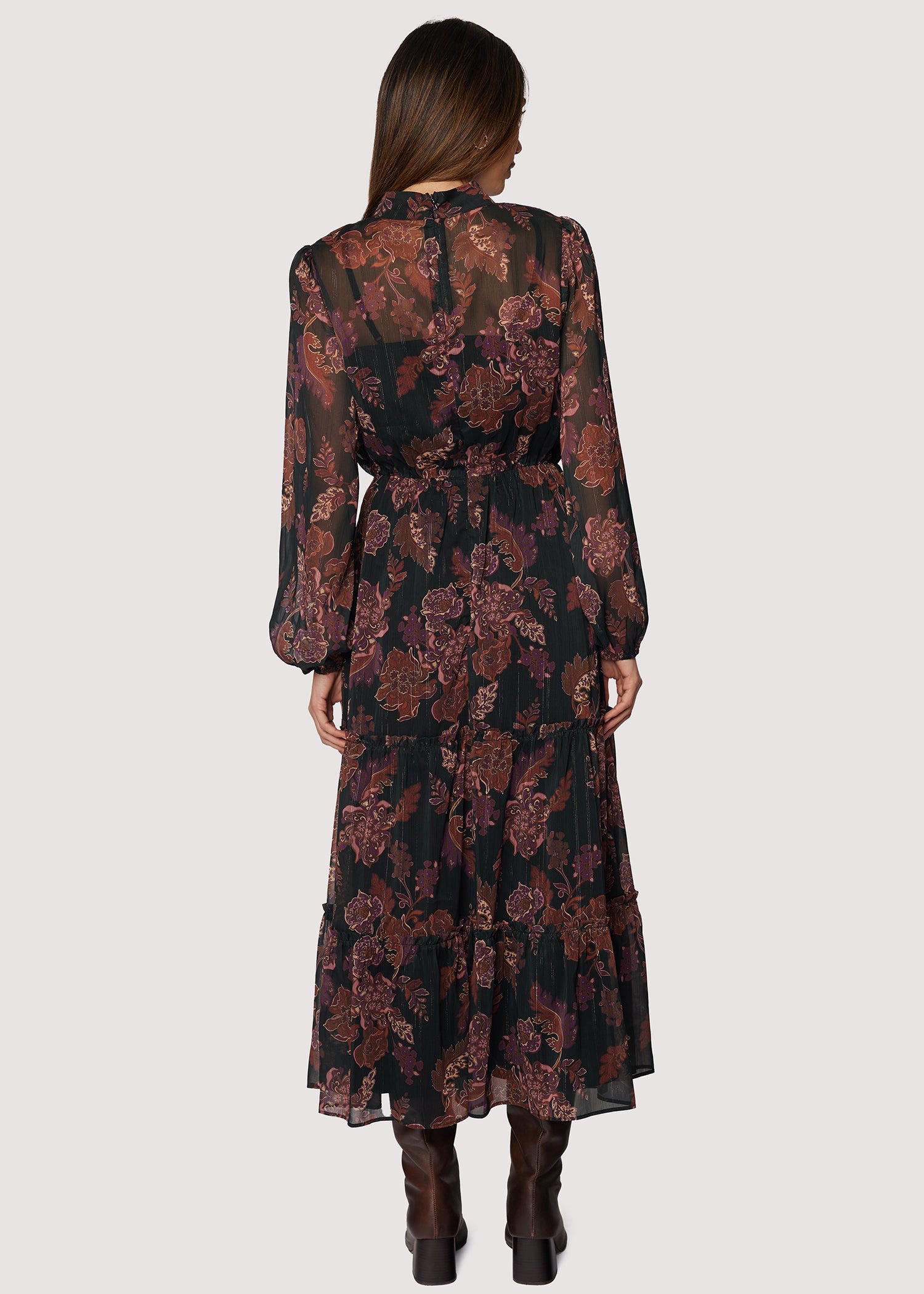 BLACK-PLUM-FLORAL Ophelia Bohemian Maxi Dress