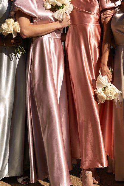 Blush Tessie Silk Slip Dress in Blush