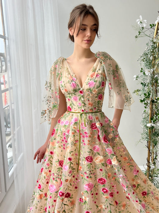 Lunaria Floral Evening Gown