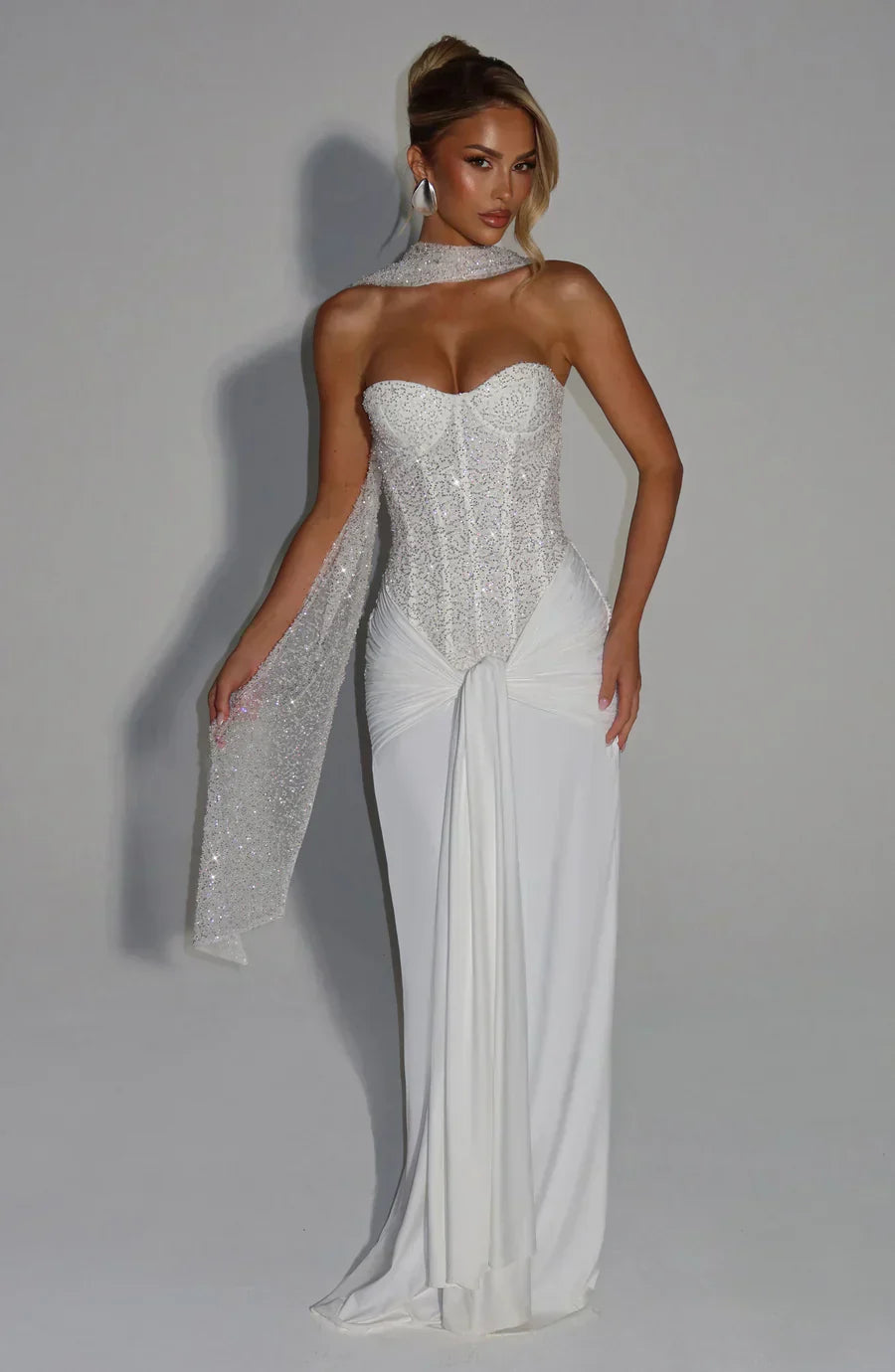 NATHALIE STRAPLESS EMBELLISHED GOWN