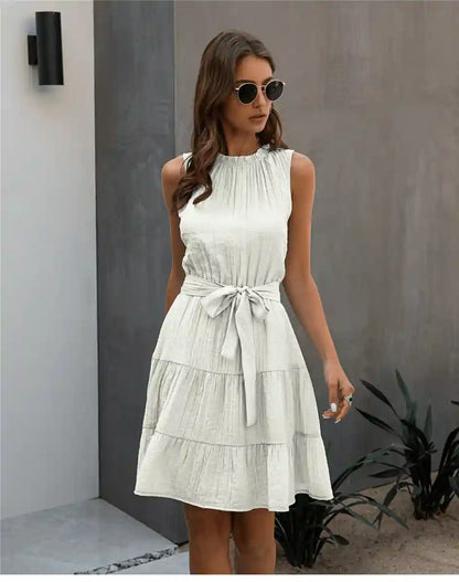 White Boho Chic Mini Dress - L
