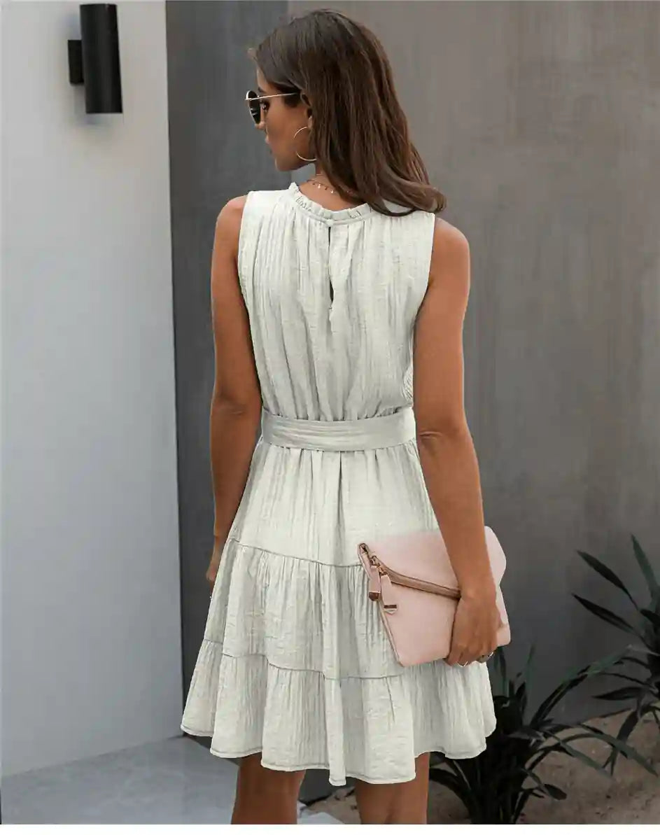 White Boho Chic Mini Dress - L