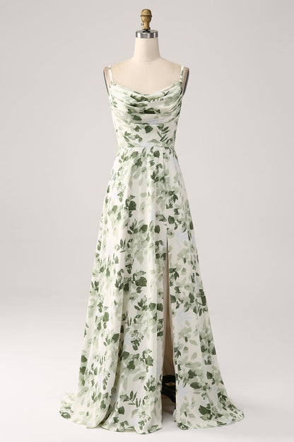 Green Arabella Floral Cowl Neck Dress