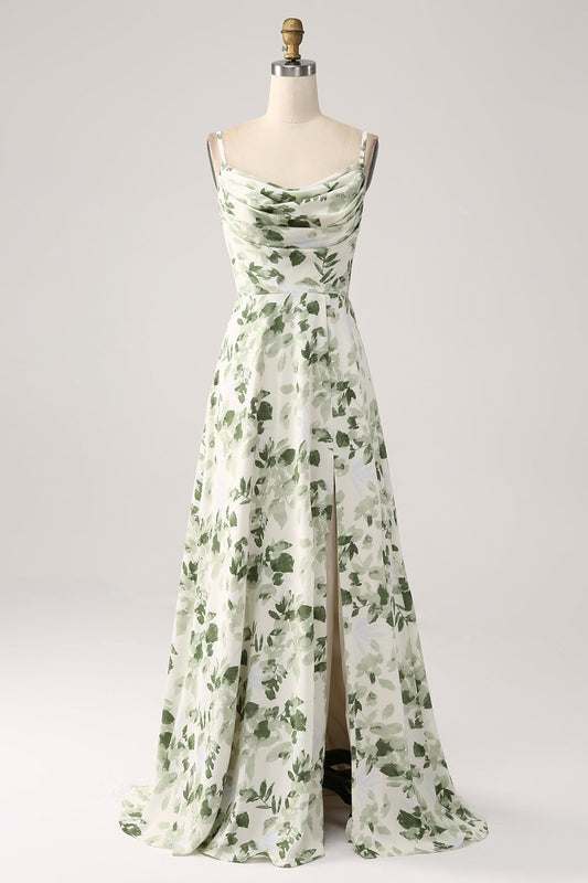 Green Arabella Floral Cowl Neck Dress