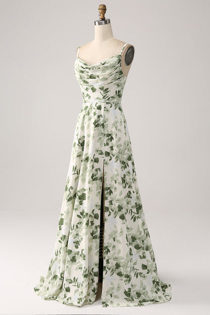 Green Arabella Floral Cowl Neck Dress