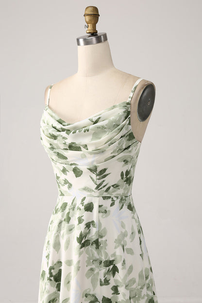 Green Arabella Floral Cowl Neck Dress