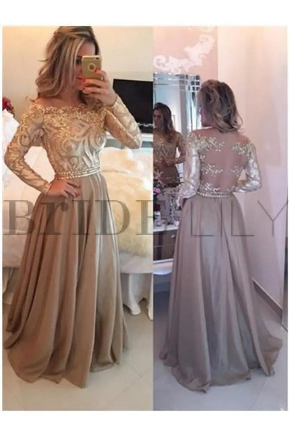 Brown Arabella Chiffon Evening Dress