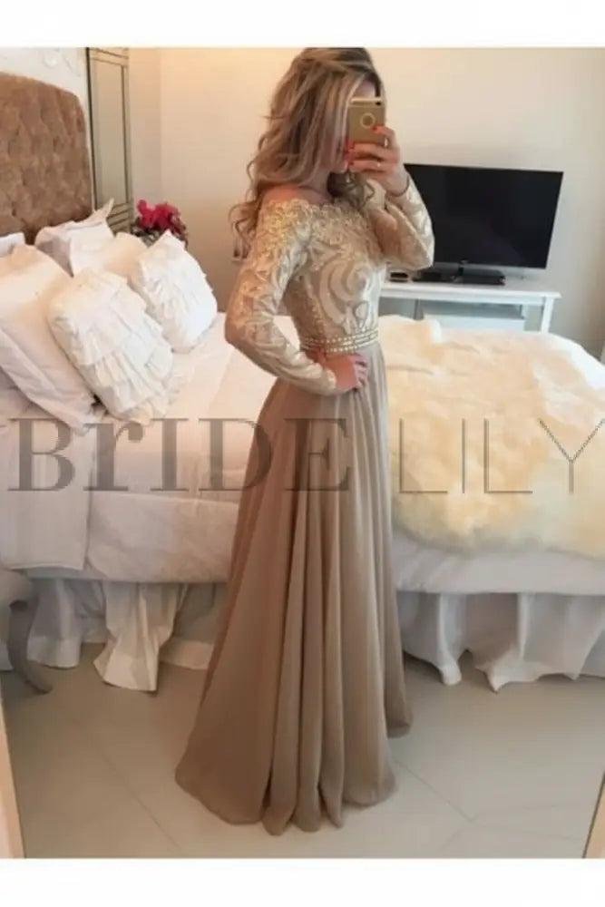 White Arabella Chiffon Evening Dress