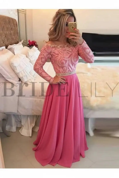 Brown Arabella Chiffon Evening Dress