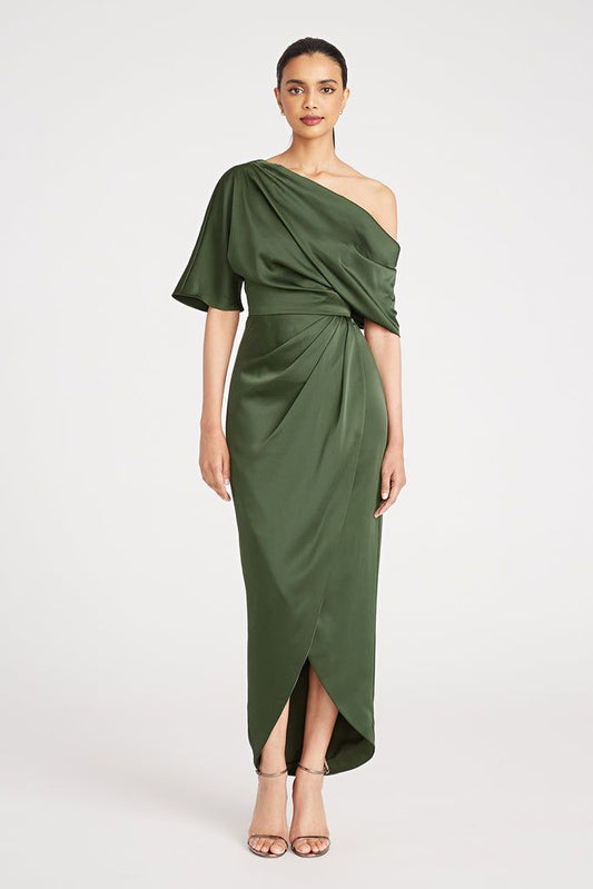 Rayna One-Shoulder Draped Gown