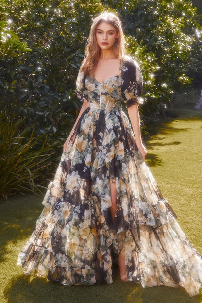 Black Adelaide Floral Formal Gown