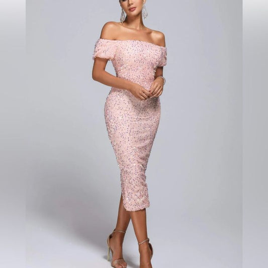Margot Off-Shoulder Pink Dress