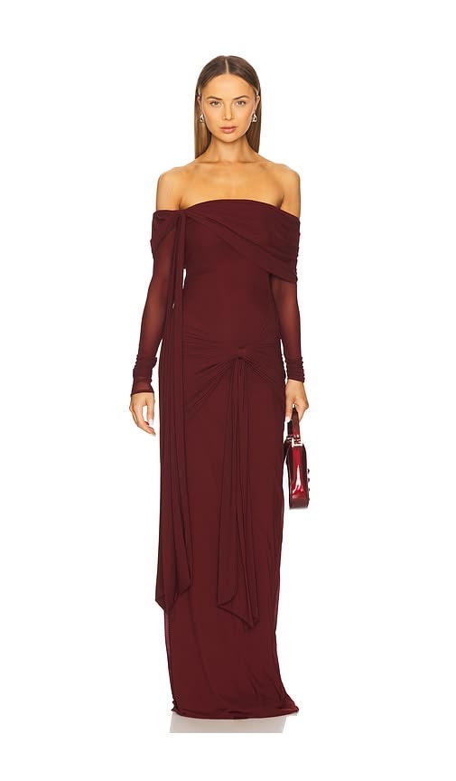 Heloise Burgundy Silk Dress