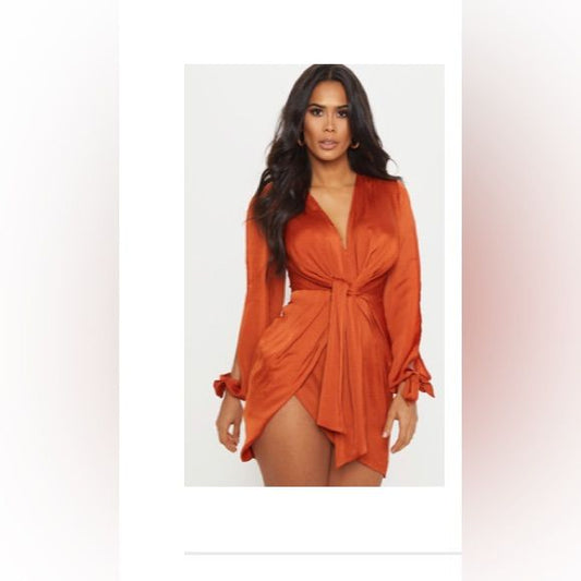 Prettylittlething Dresses | Wrap Dress | Color: Orange | Size: 8