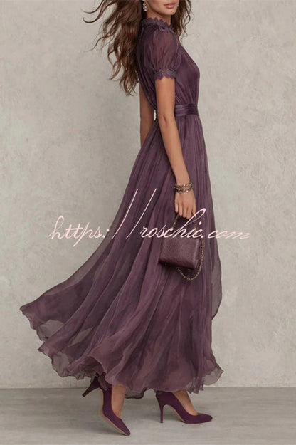 Wine Red Arabella Chiffon Maxi Dress