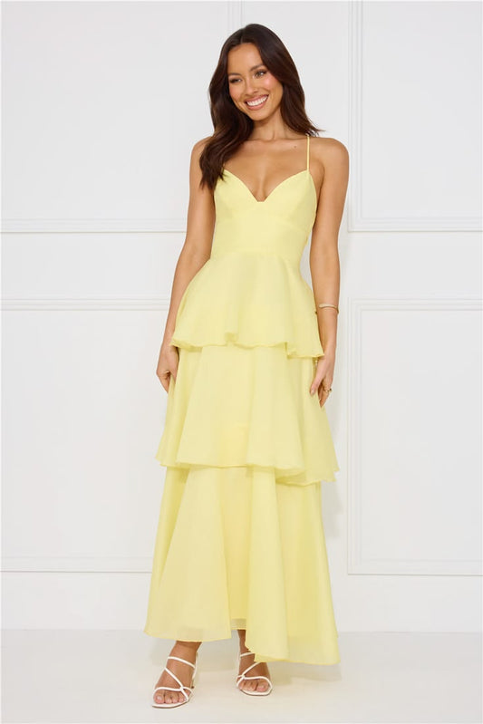 Margot Crepe Maxi Dress in Sunlit Yellow