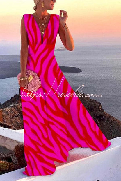 Rose red Evangeline V-Neck Maxi Dress