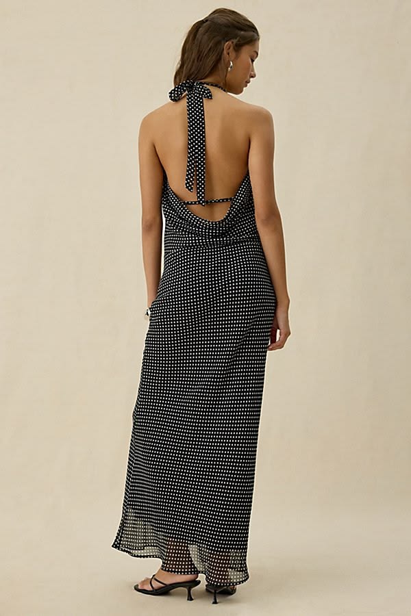 Sirena Polka Dot Cowl Neck Maxi Dress